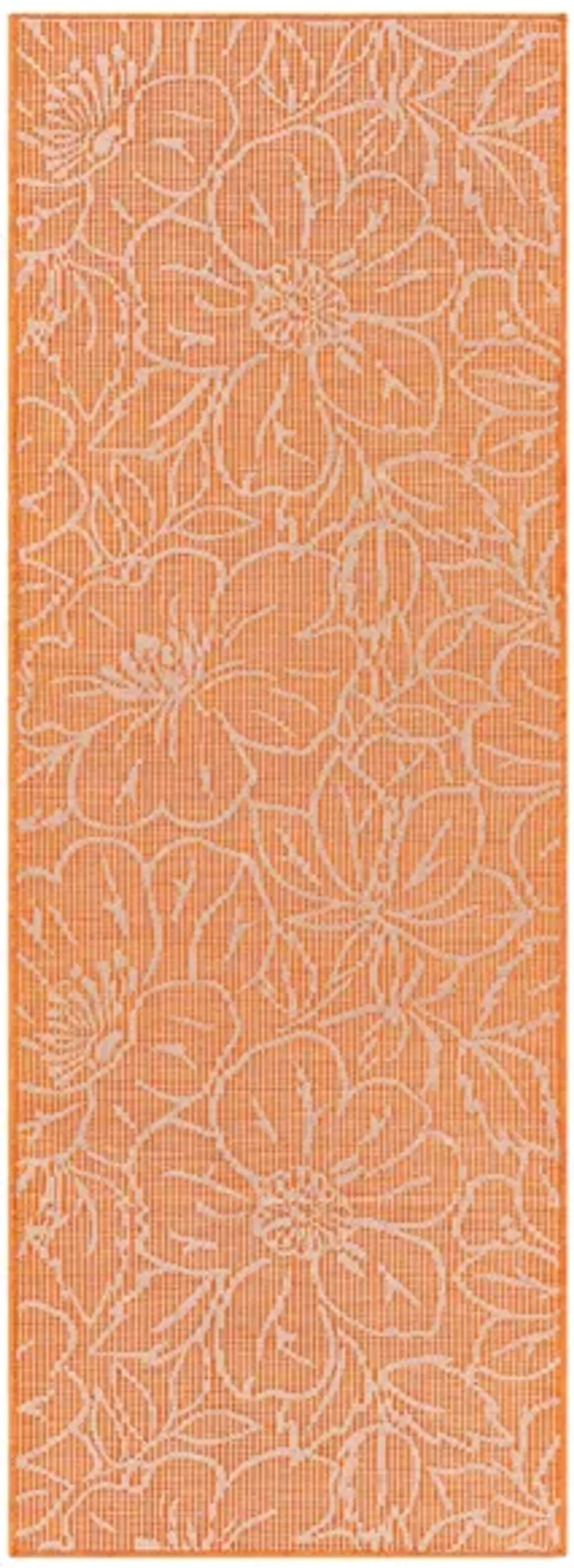 Pasadena Floral Indoor/Outdoor Runner Rug in Orange by Surya