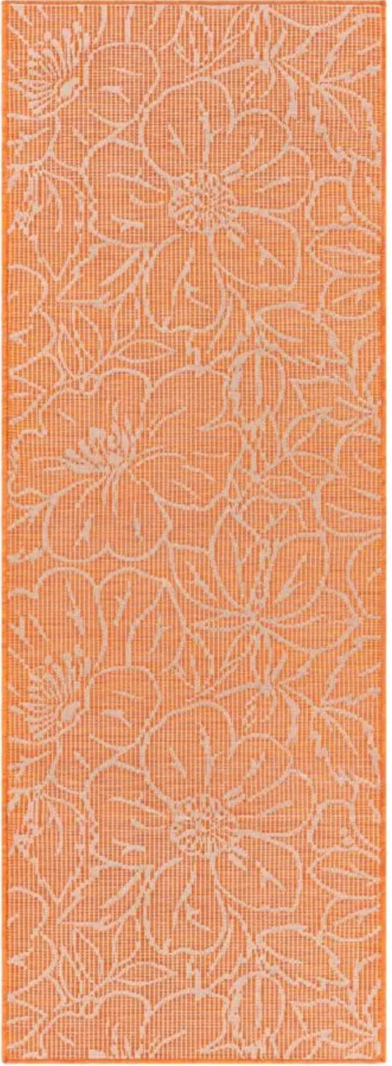 Pasadena Floral Indoor/Outdoor Runner Rug in Orange by Surya