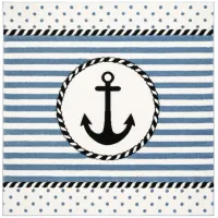 Carousel Anchor Kids Area Rug in Ivory & Navy by Safavieh