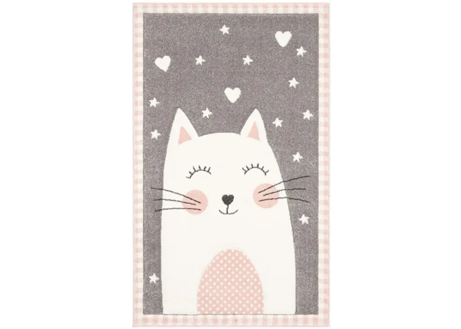 Carousel Kitty Kids Area Rug in Pink & Gray by Safavieh