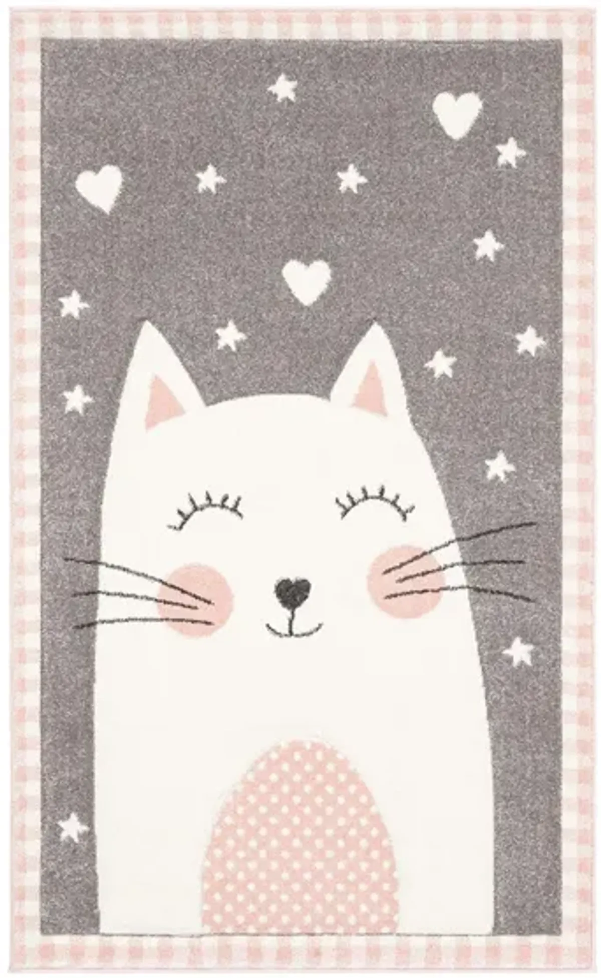 Carousel Kitty Kids Area Rug in Pink & Gray by Safavieh