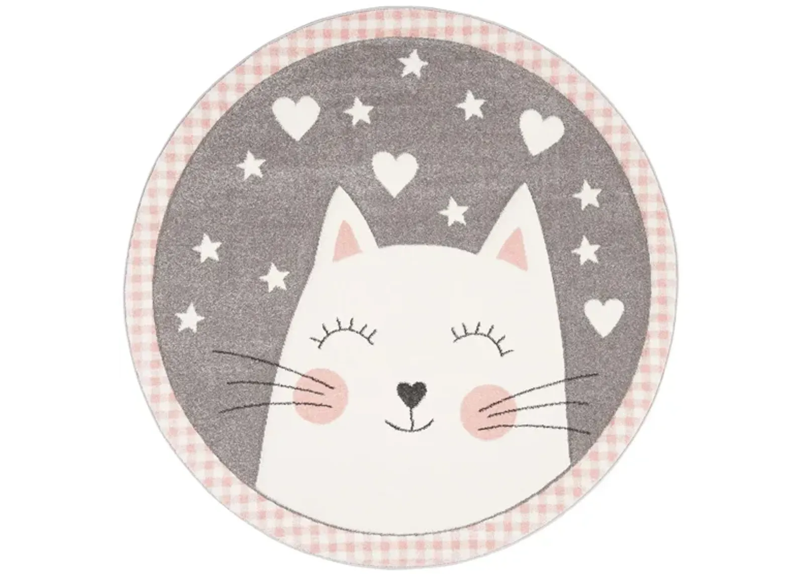 Carousel Kitty Kids Area Rug Round in Pink & Gray by Safavieh