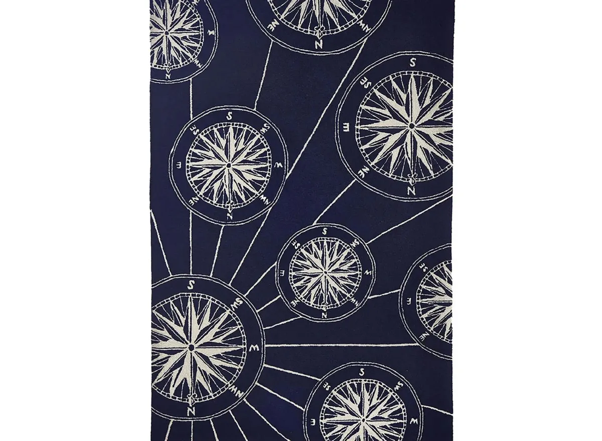 Frontporch Compass Indoor/Outdoor Area Rug in Navy by Trans-Ocean Import Co Inc