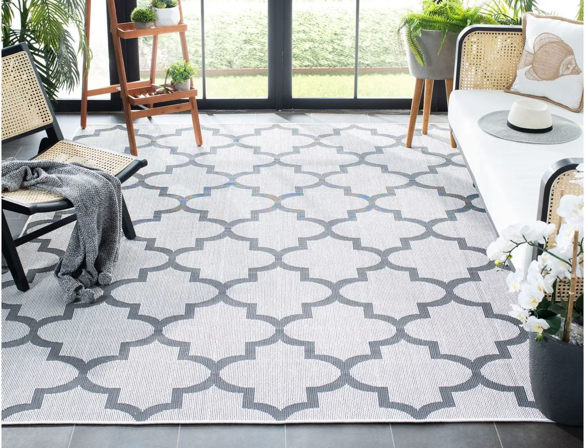 Bermuda Trellis Indoor/Outdoor Square Area Rug in Ivory & Gray by Safavieh