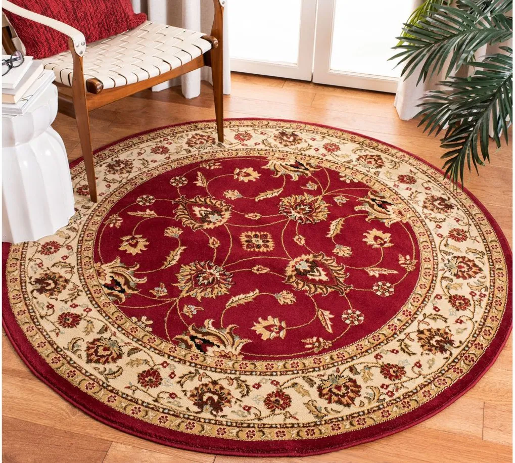 Severn Area Rug Round in Red / Ivory by Safavieh