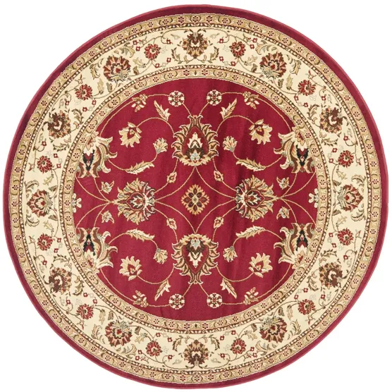 Severn Area Rug Round in Red / Ivory by Safavieh