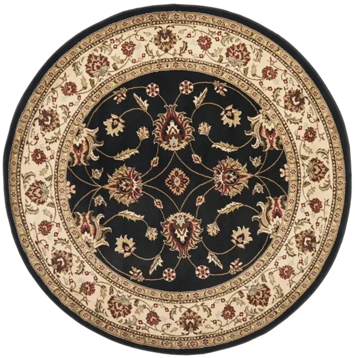 Severn Area Rug Round in Black / Ivory by Safavieh