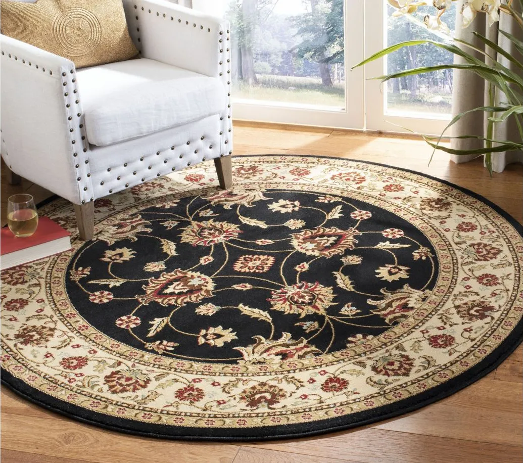 Severn Area Rug Round in Black / Ivory by Safavieh