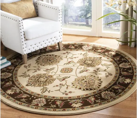 Mersey Area Rug Round in Ivory / Brown by Safavieh