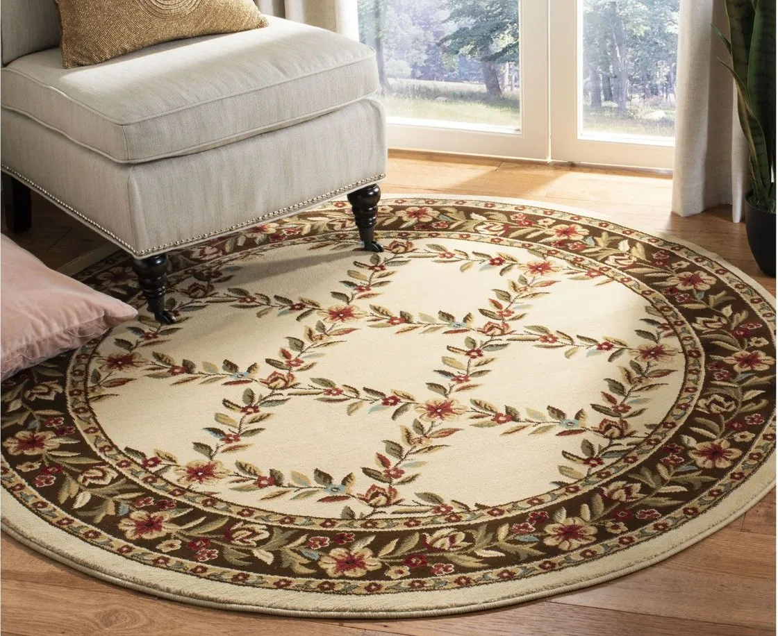 Queensferry Area Rug Round in Ivory / Brown by Safavieh