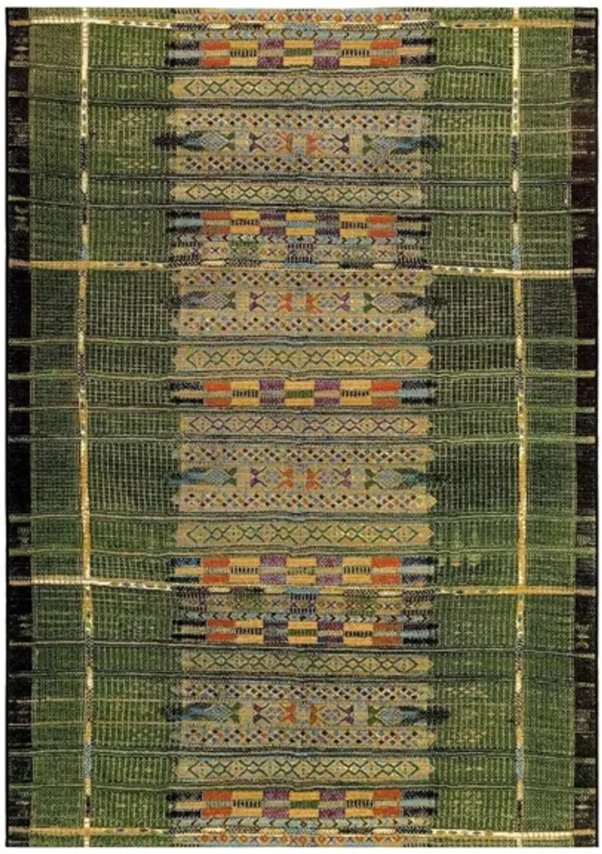 Liora Manne Marina Tribal Stripe Indoor/Outdoor Area Rug in Green by Trans-Ocean Import Co Inc