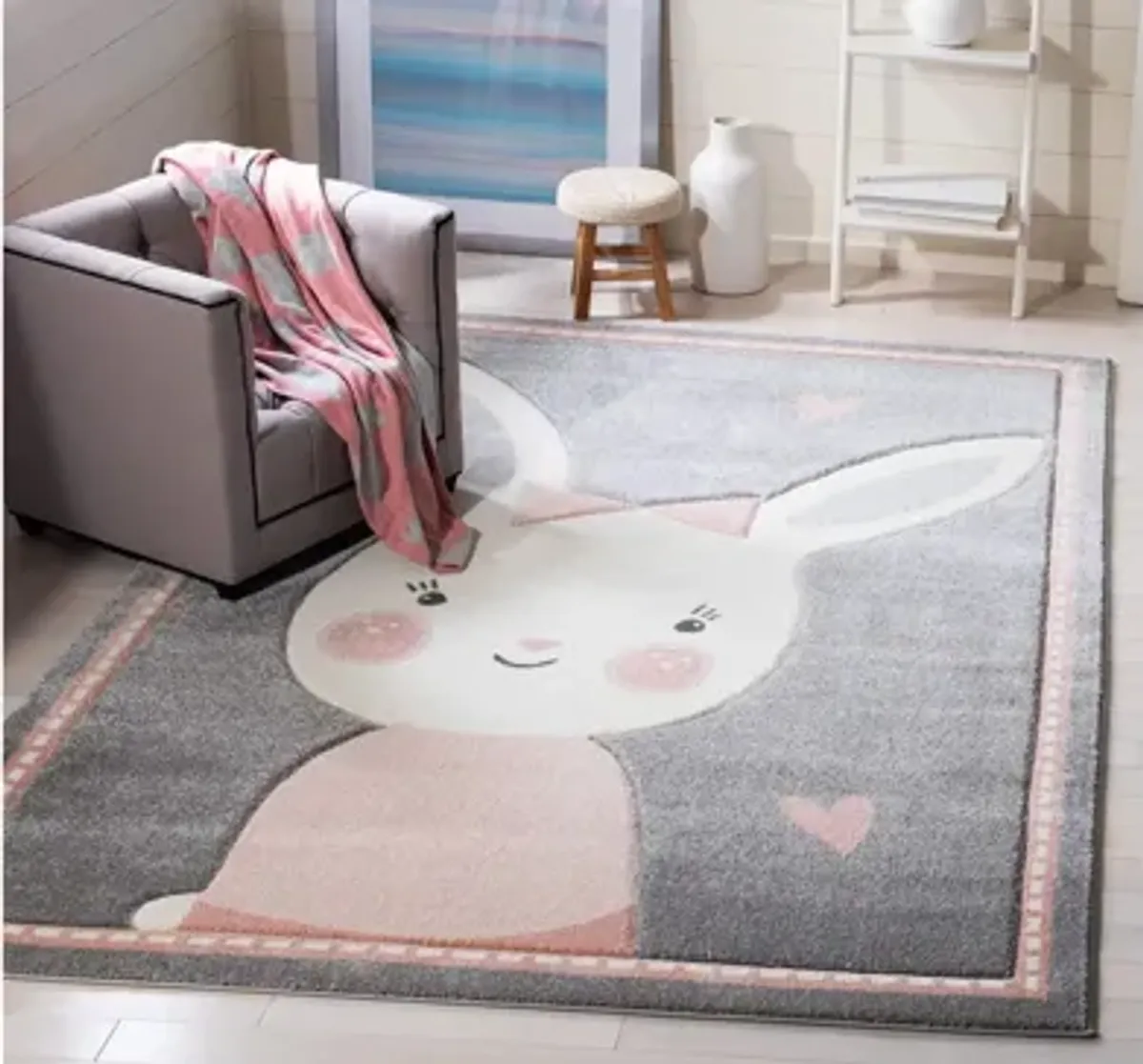 Carousel Bunny Kids Area Rug