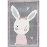Carousel Bunny Kids Area Rug in Gray & Ivory by Safavieh