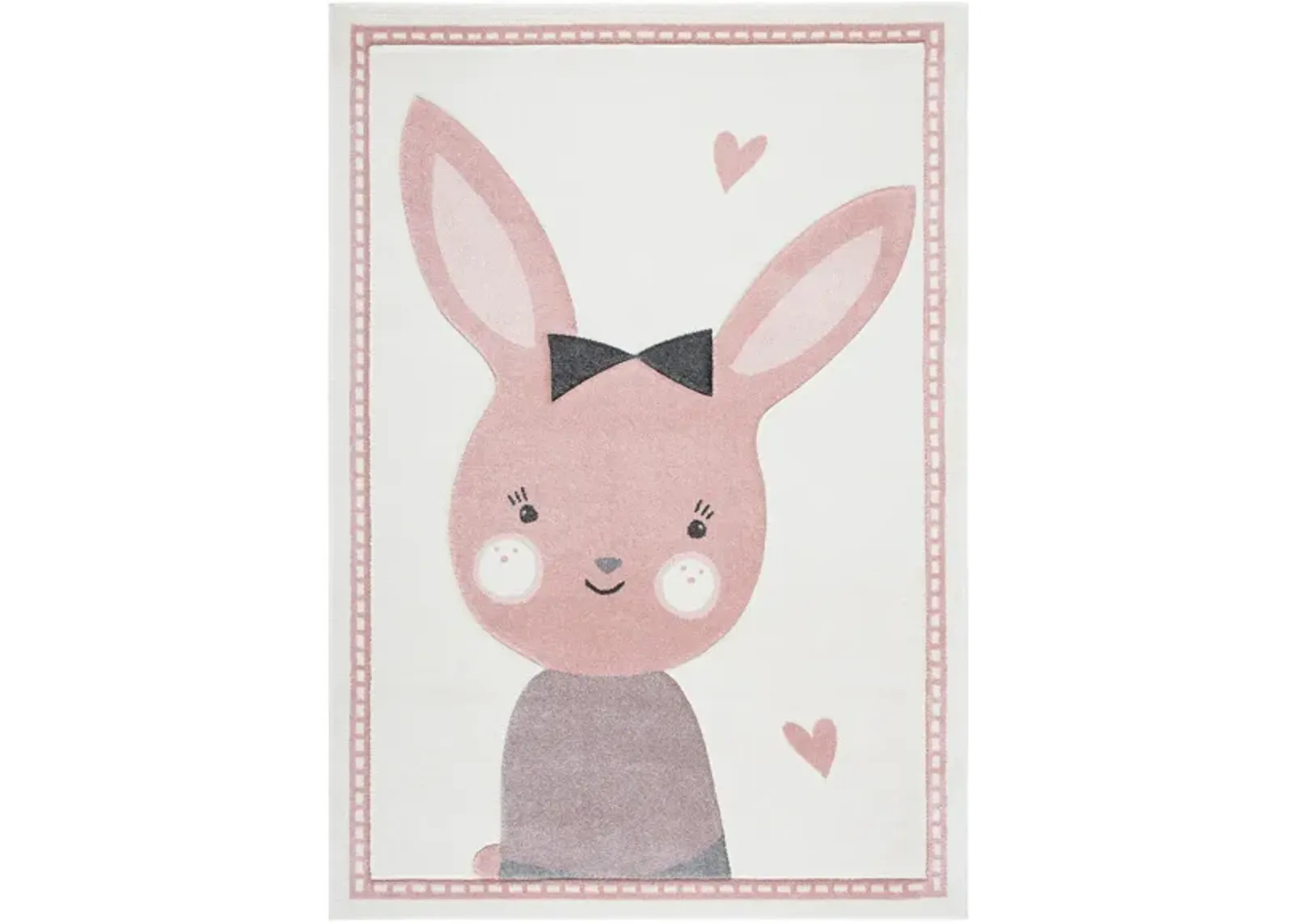 Carousel Bunny Kids Area Rug in Ivory & Pink by Safavieh