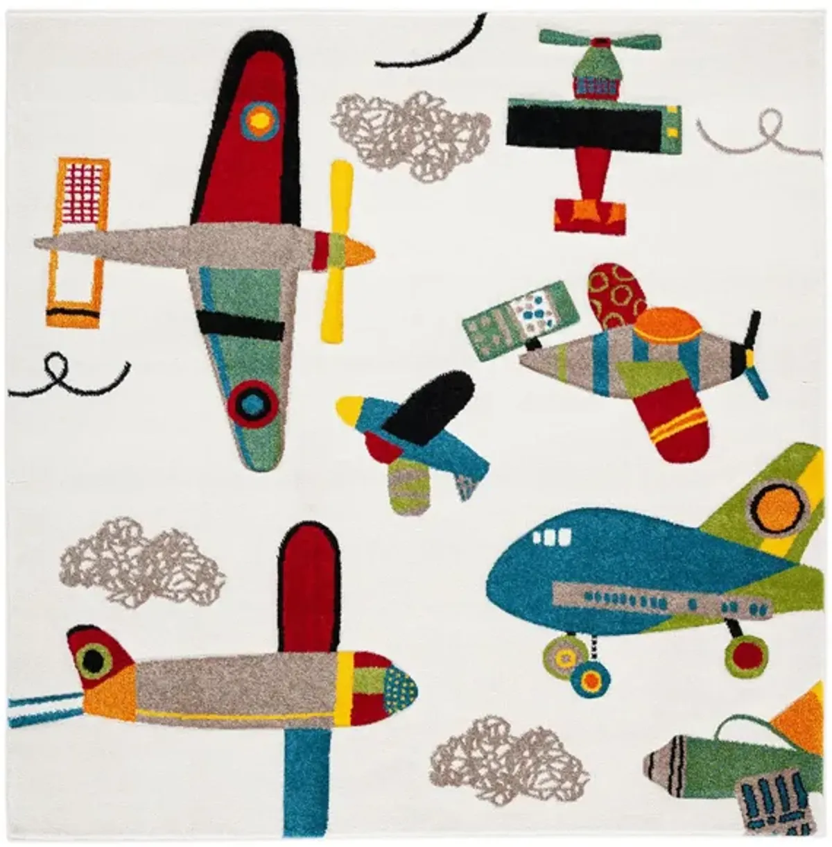 Carousel Planes Kids Area Rug