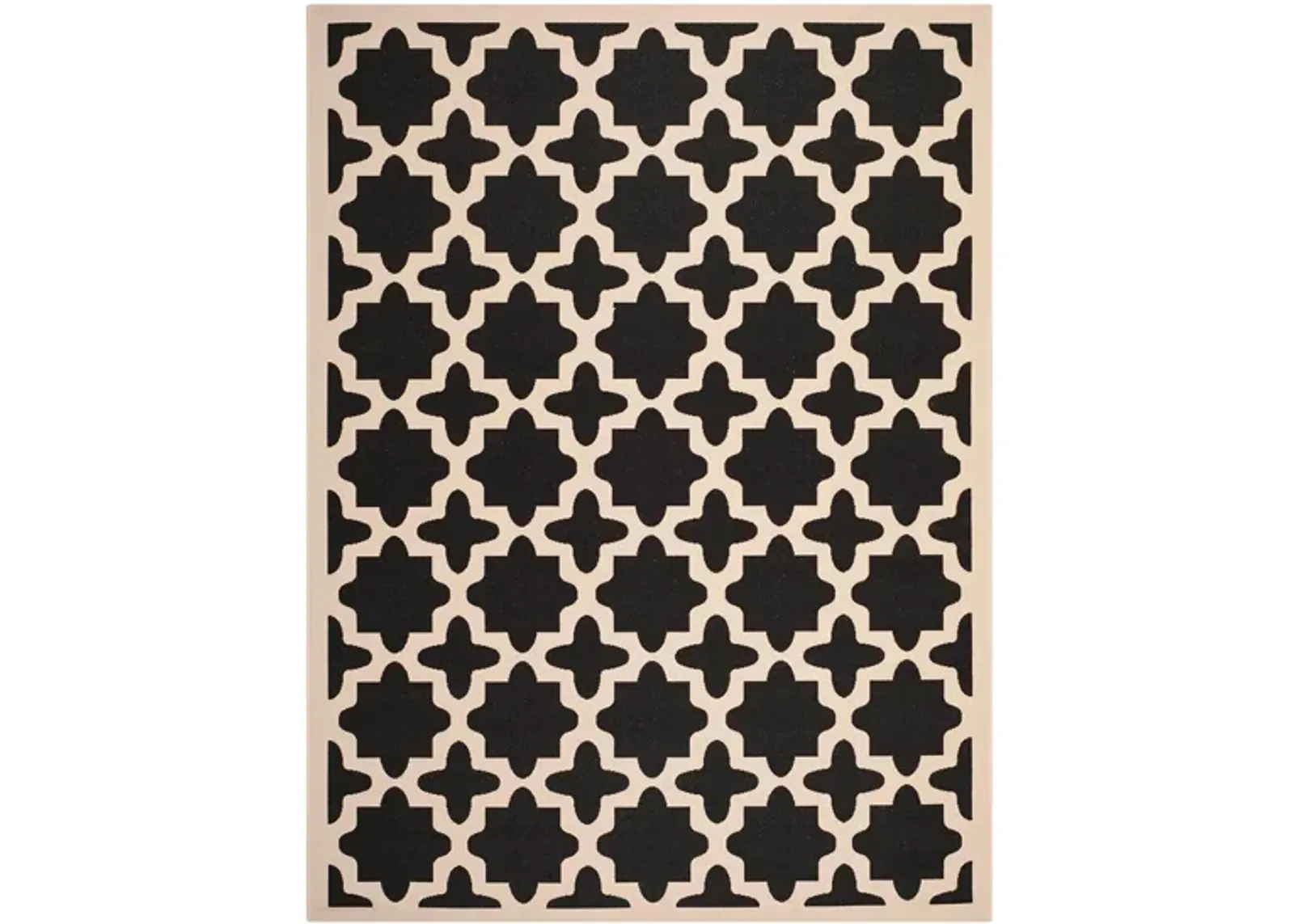 Courtyard Tile Indoor/Outdoor Area Rug in Black & Beige by Safavieh