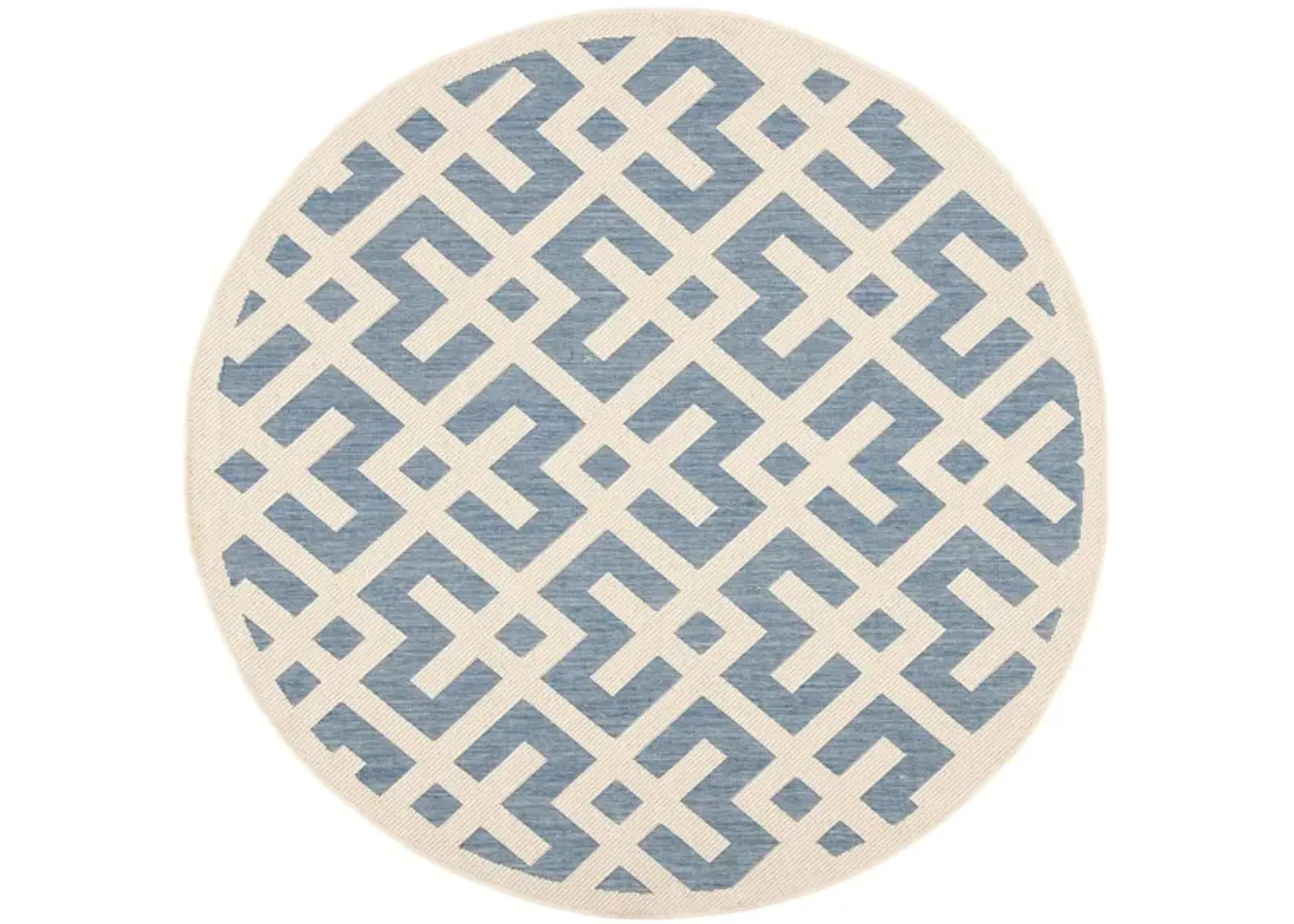 Courtyard Crossing Indoor/Outdoor Area Rug Round in Blue & Bone by Safavieh