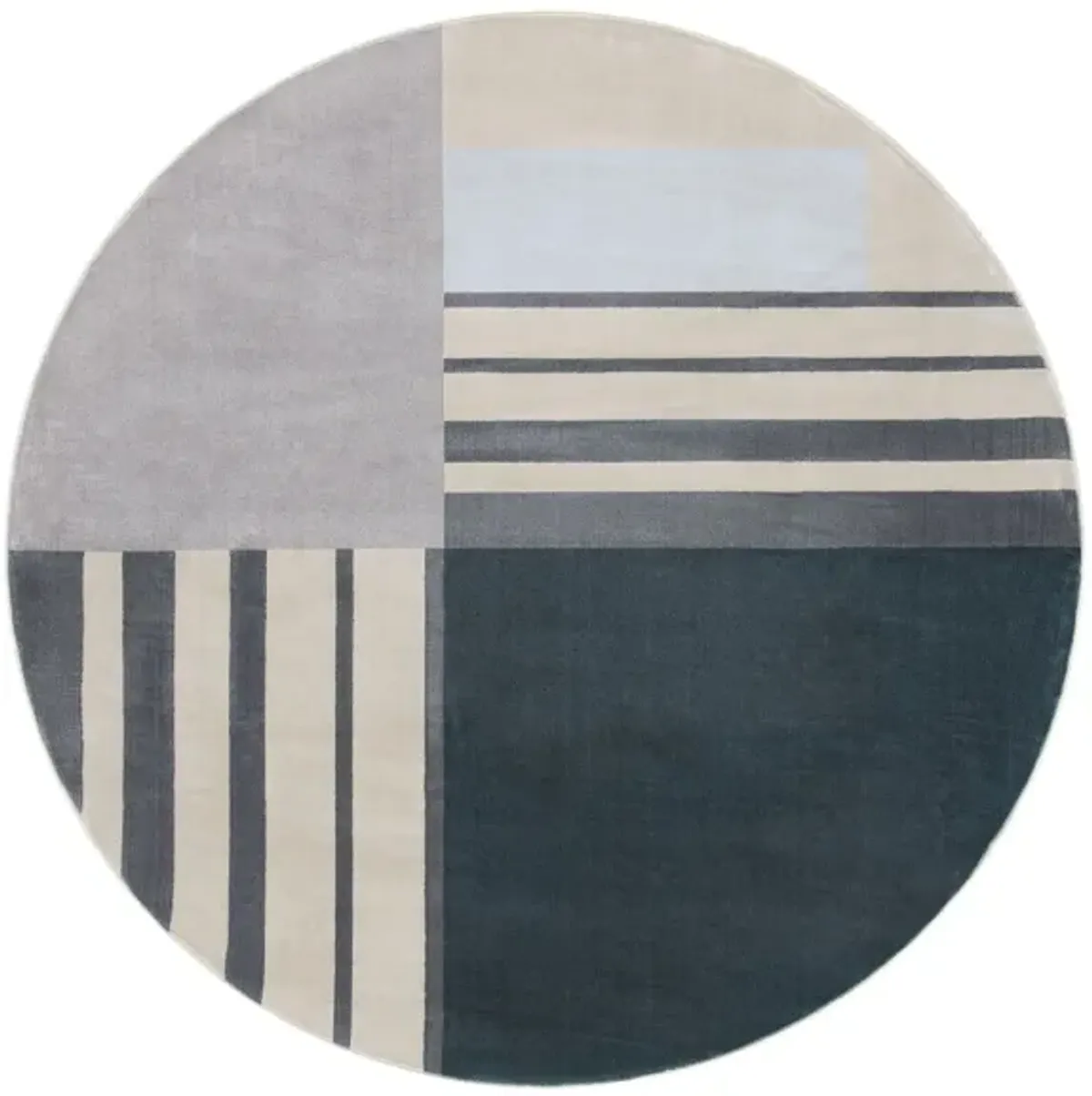 Operan Round Area Rug in Charcoal/Beige by Safavieh