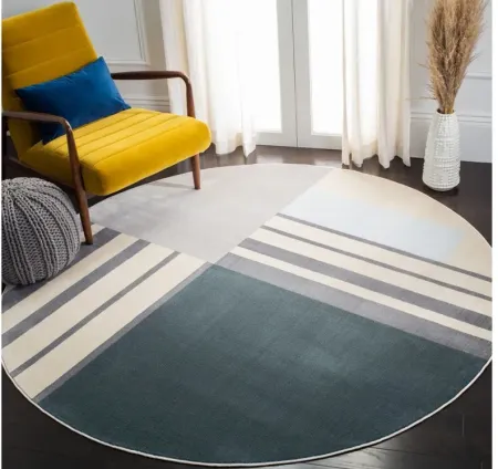 Operan Round Area Rug in Charcoal/Beige by Safavieh