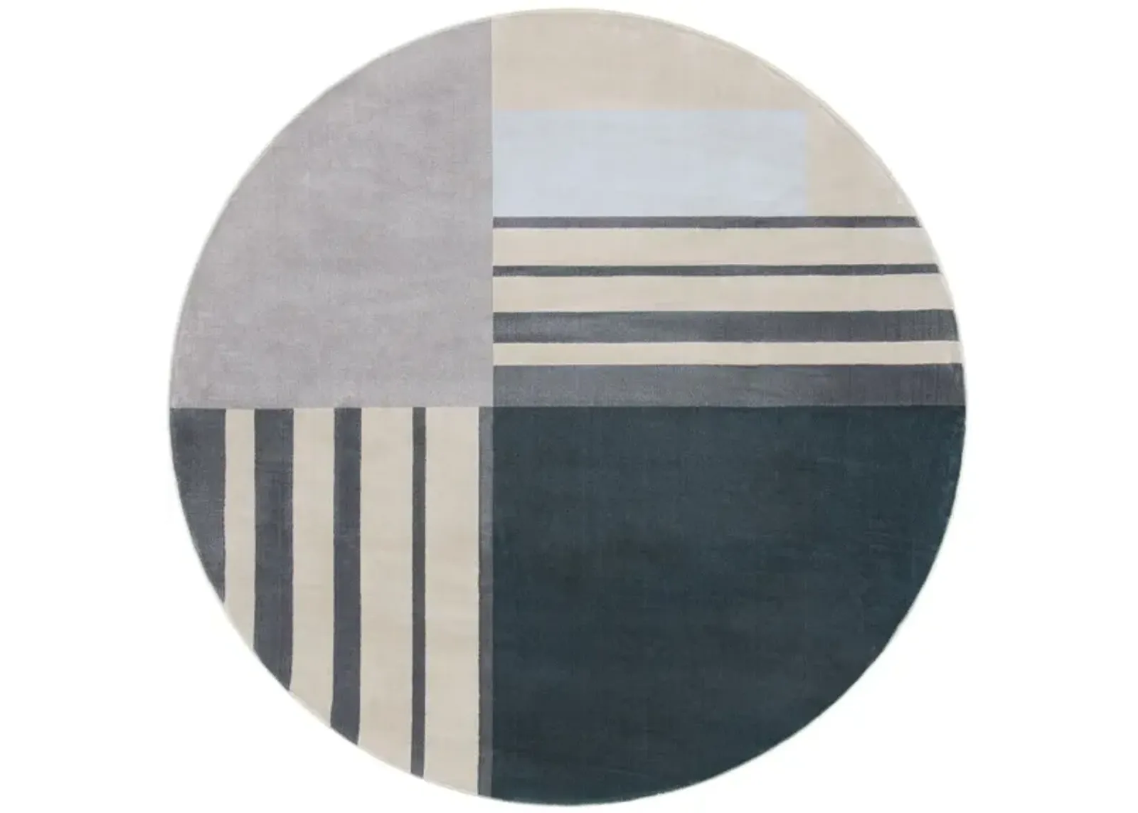 Operan Round Area Rug in Charcoal/Beige by Safavieh