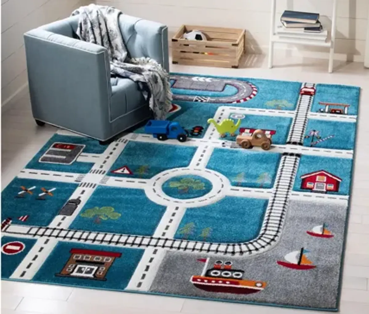 Carousel Cars Kids Area Rug