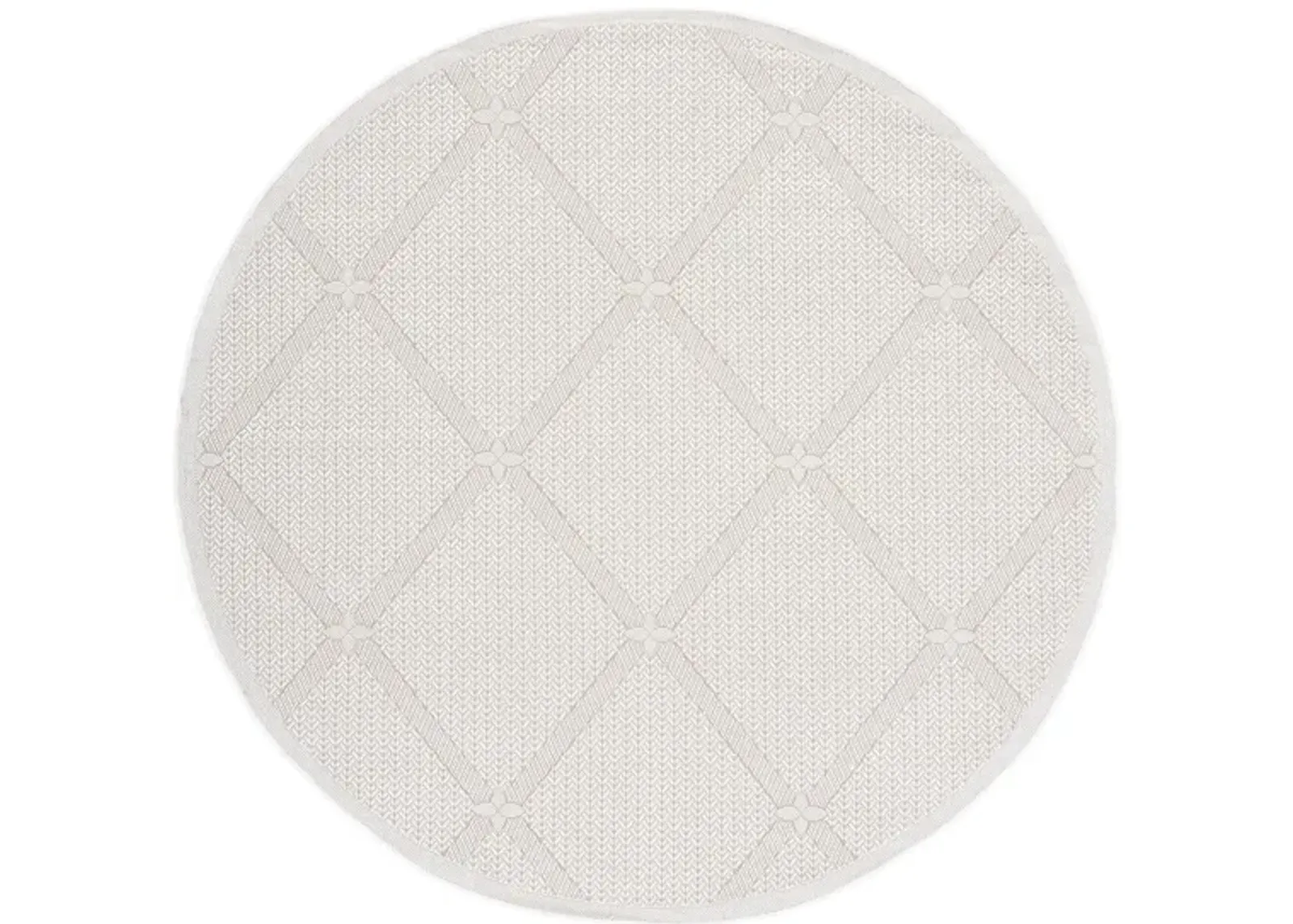 Bermuda Wide Diamond Indoor/Outdoor Round Area Rug in Cream & Beige by Safavieh