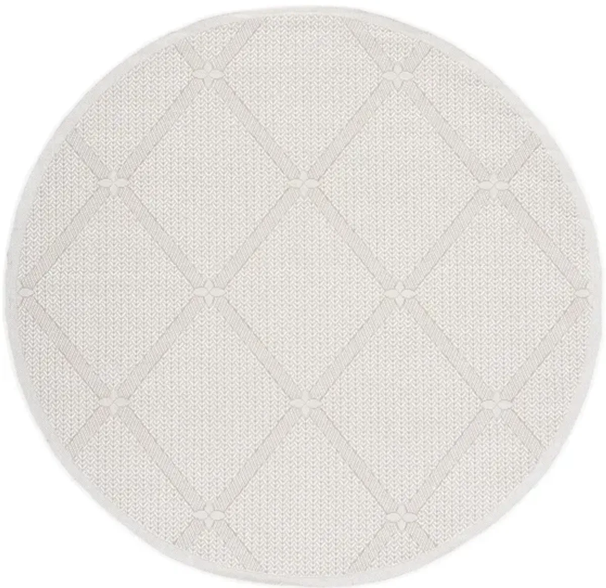 Bermuda Wide Diamond Indoor/Outdoor Round Area Rug in Cream & Beige by Safavieh