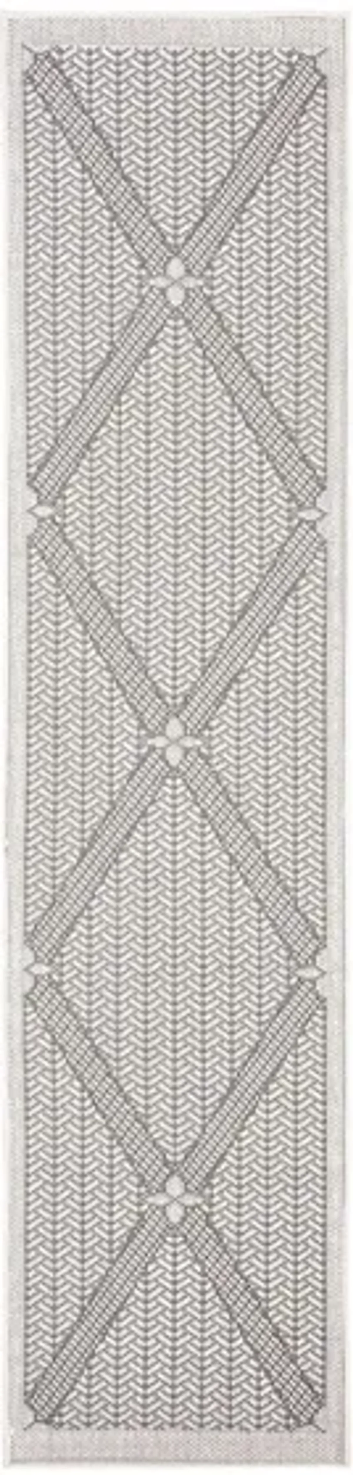 Bermuda Wide Diamond Indoor/Outdoor Runner Rug in Cream & Gray by Safavieh