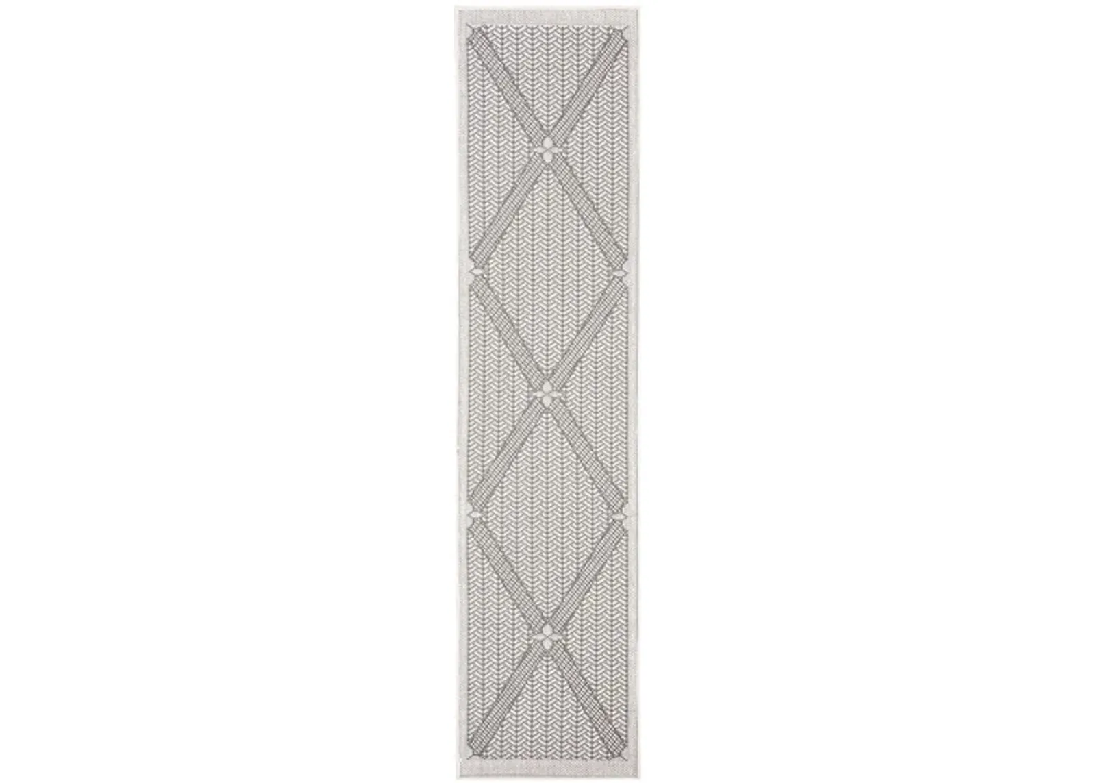 Bermuda Wide Diamond Indoor/Outdoor Runner Rug in Cream & Gray by Safavieh