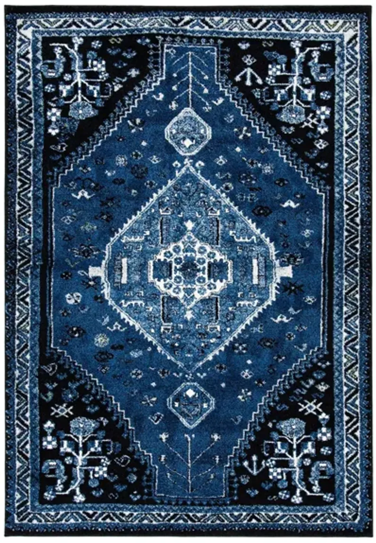 Vintage Hamadan Blue Area Rug