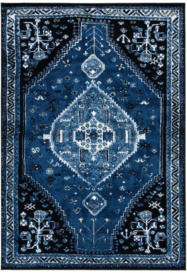 Vintage Hamadan Blue Area Rug in Blue & Black by Safavieh