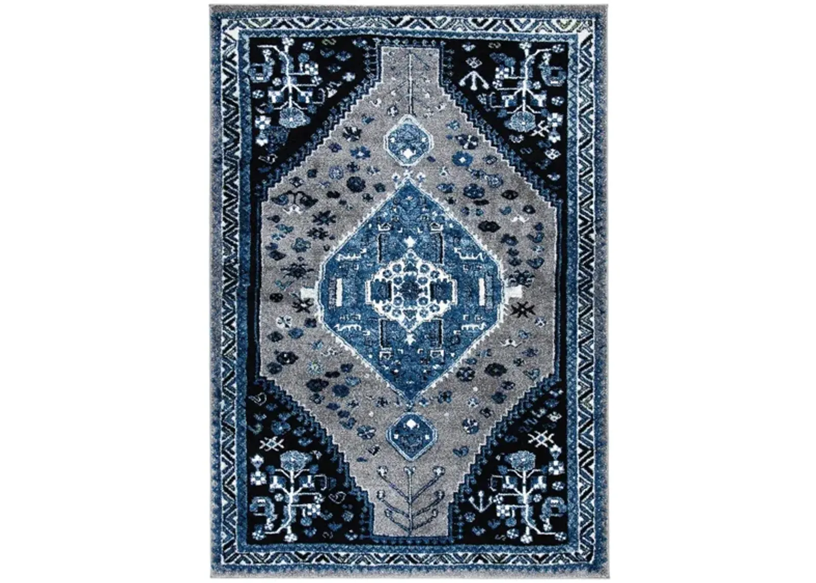 Vintage Hamadan Blue Area Rug in Blue & Black by Safavieh