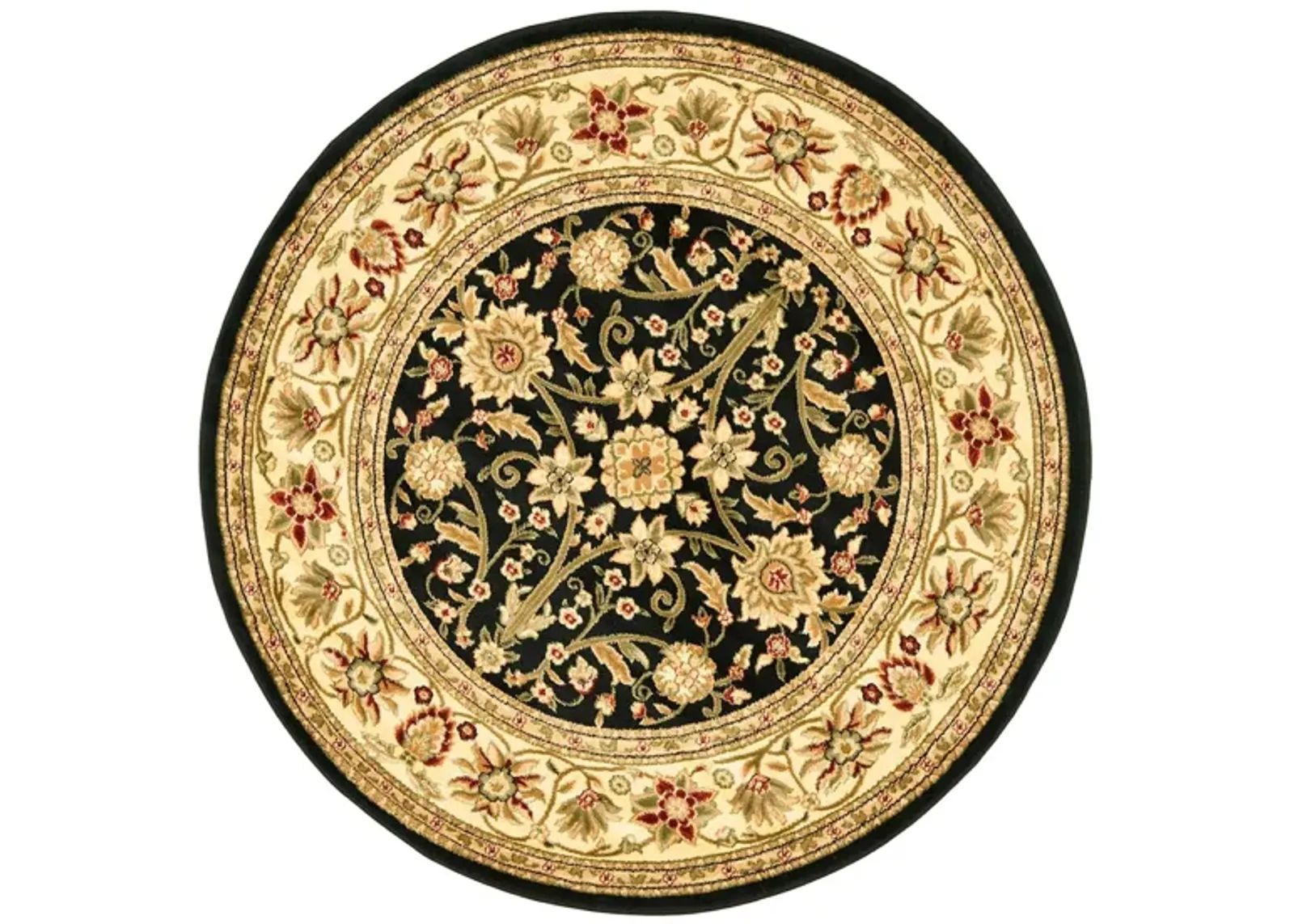 Lyndhurst Area Rug Round in Black / Ivory by Safavieh