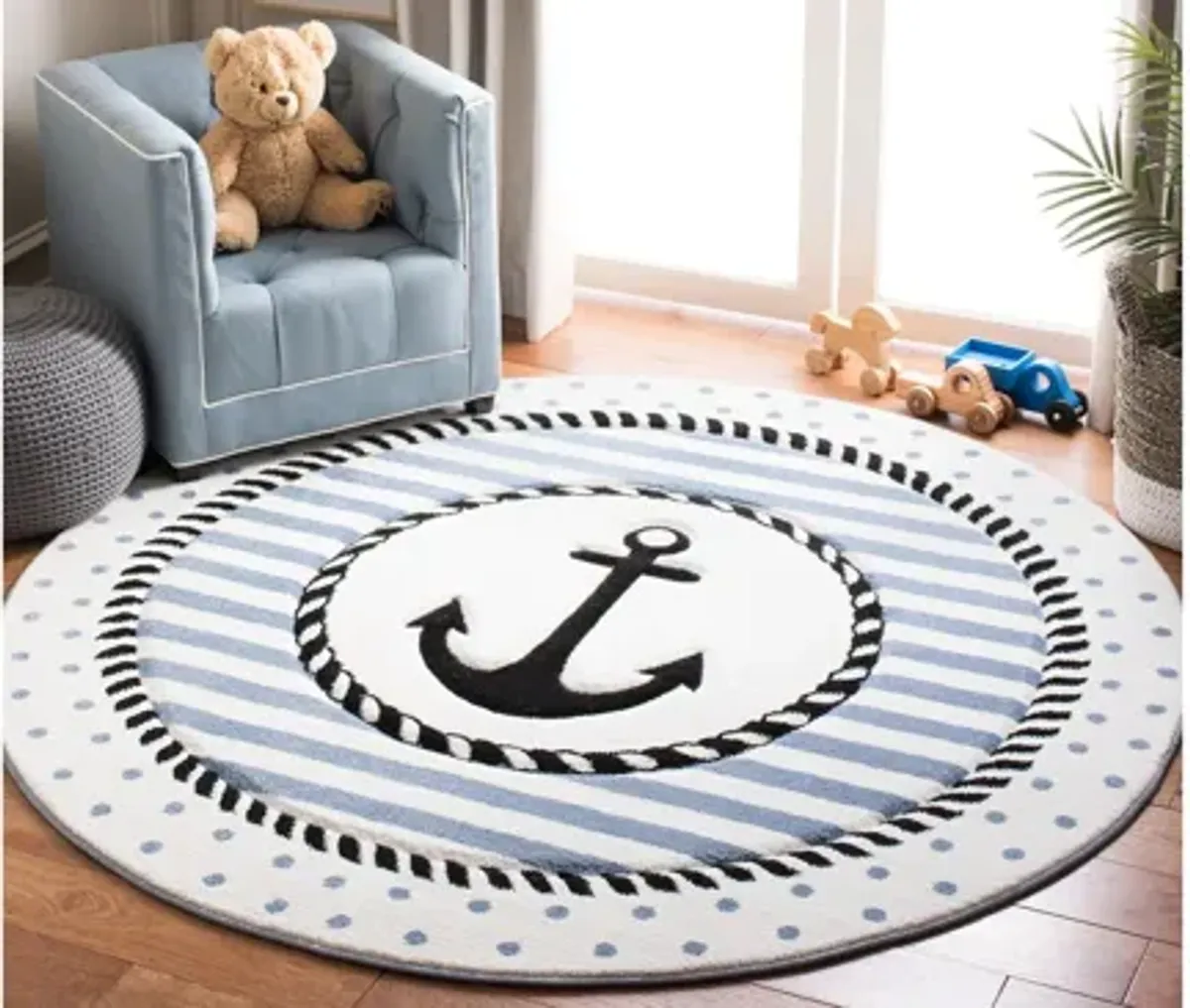 Carousel Anchor Kids Area Rug Round