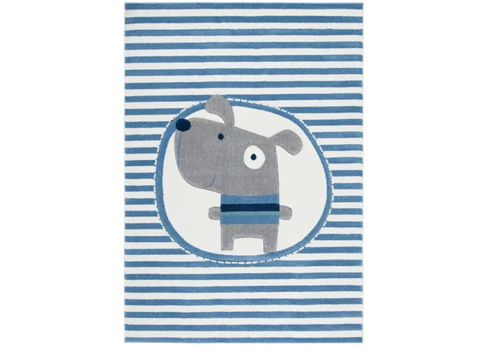 Carousel Puppy Kids Area Rug in Ivory & Blue by Safavieh