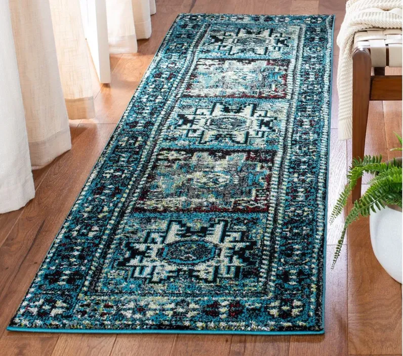 Zagros Light Blue Runner Rug in Light Blue & Black by Safavieh