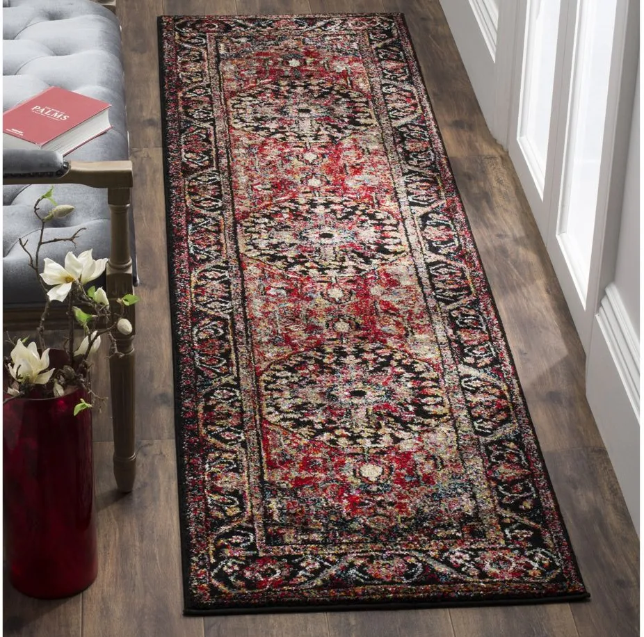 Mordechai Runner Rug in Red & Black by Safavieh