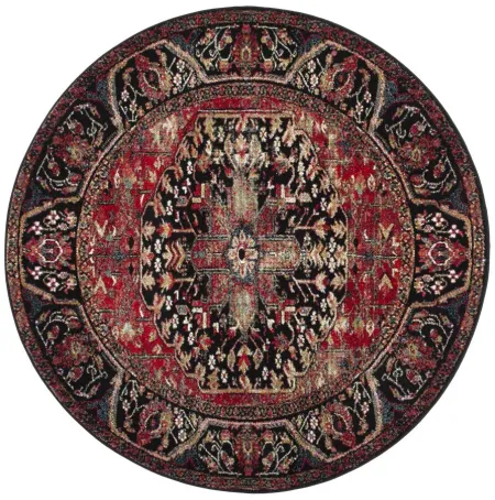 Mordechai Area Rug Round in Red & Black by Safavieh