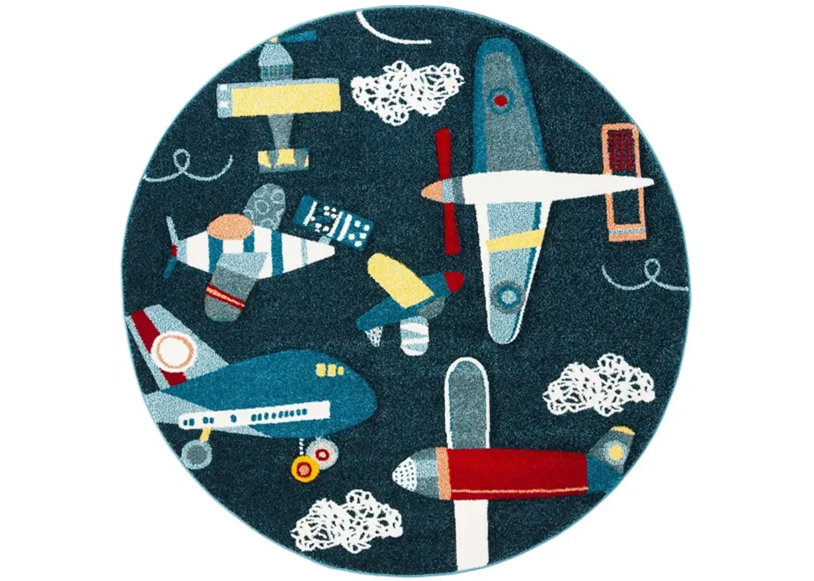 Carousel Planes Kids Area Rug Round