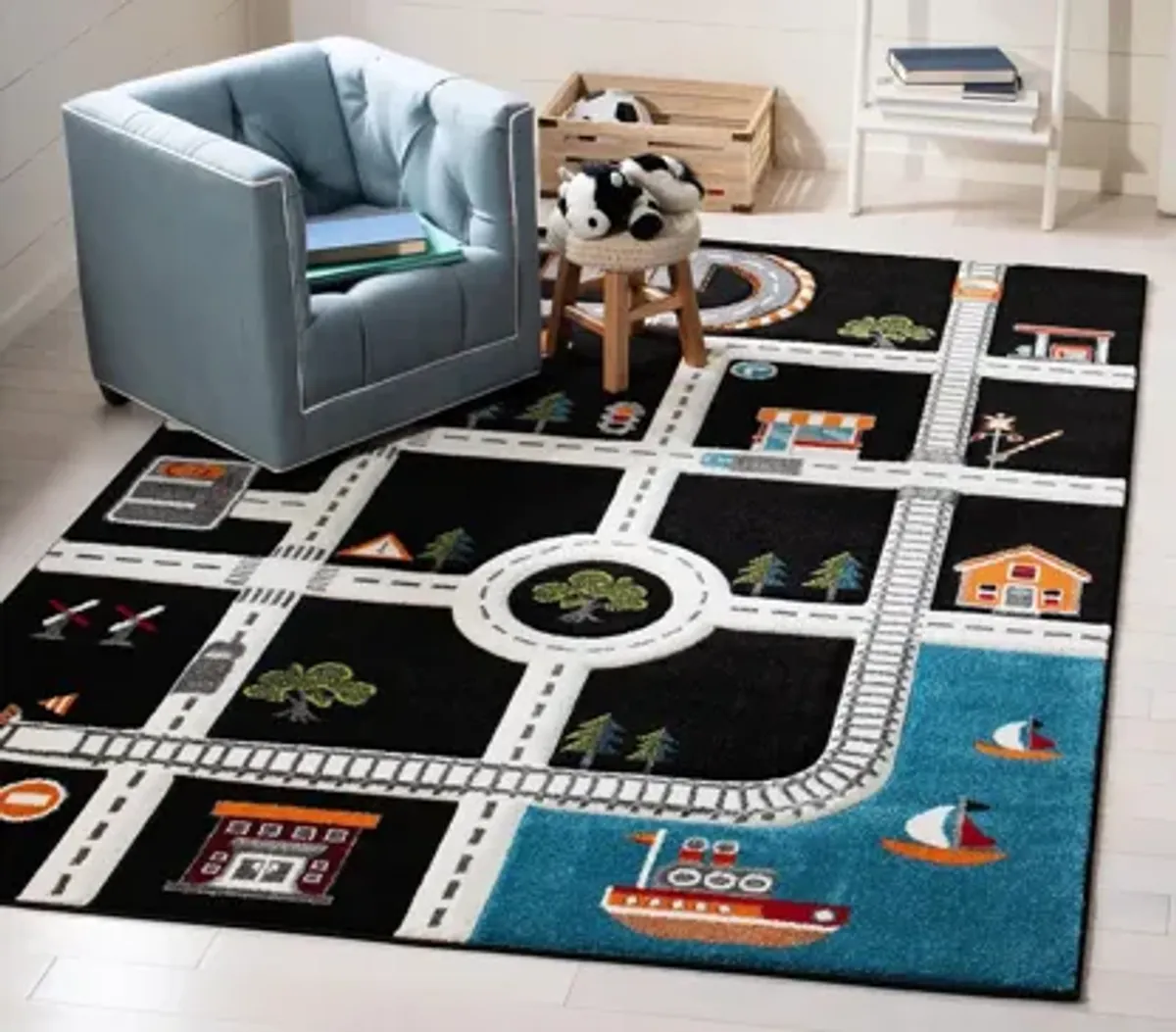 Carousel Cars Kids Area Rug