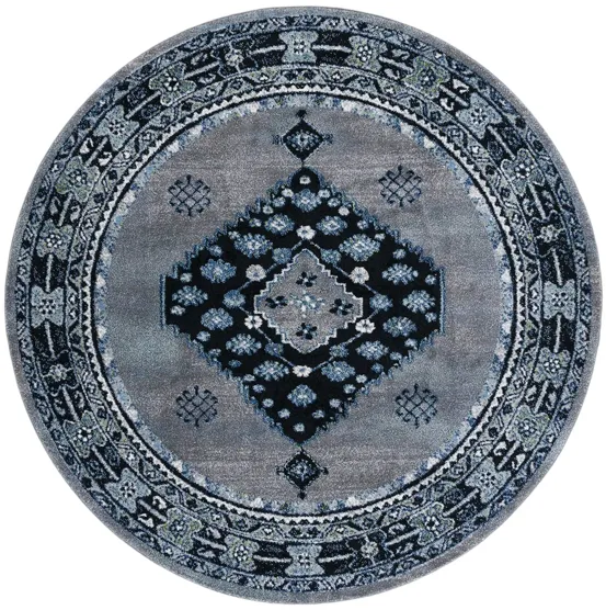 Jahan Area Rug Round in Blue & Black by Safavieh