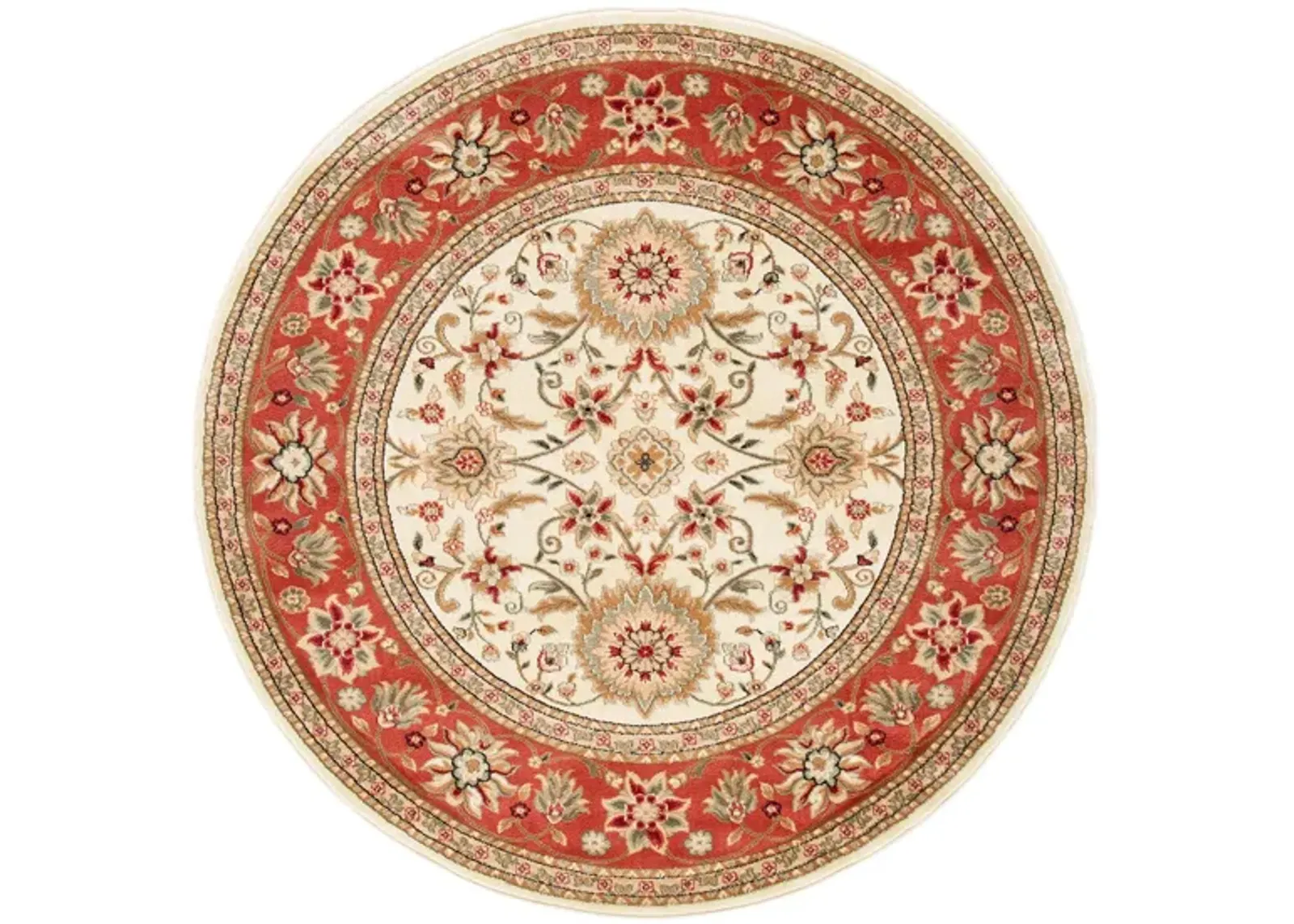 Lyndhurst Area Rug Round in Ivory / Rust by Safavieh