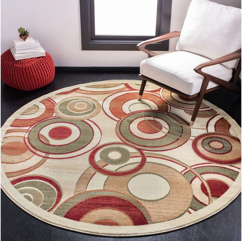 Masham Area Rug Round in Ivory / Multi by Safavieh