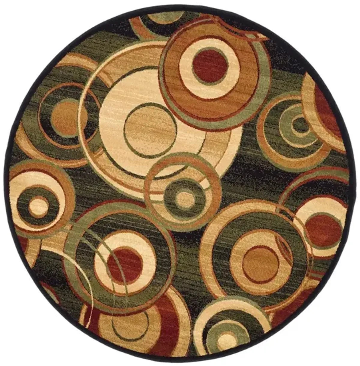 Masham Area Rug Round in Black / Multi by Safavieh