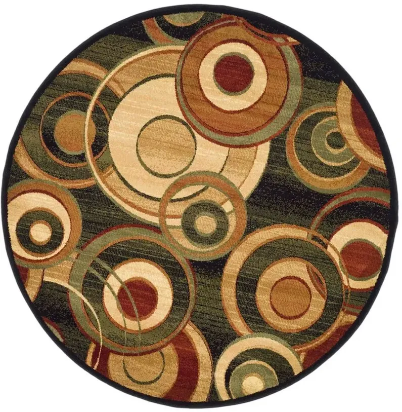 Masham Area Rug Round in Black / Multi by Safavieh