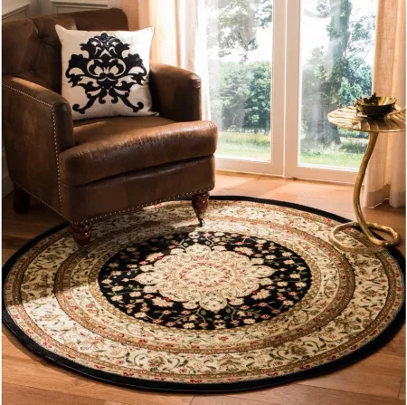Hampshire Area Rug Round in Black / Ivory by Safavieh