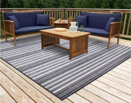 Liora Manne Malibu Faded Stripe Indoor/Outdoor Area Rug in Navy by Trans-Ocean Import Co Inc
