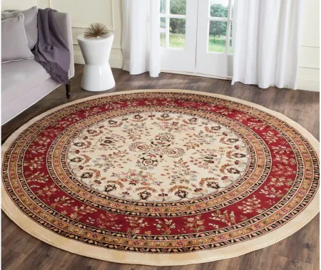 Anglia Area Rug Round in Ivory / Red by Safavieh