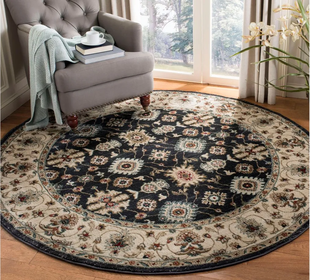 Sussex Area Rug Round in Navy / Creme by Safavieh