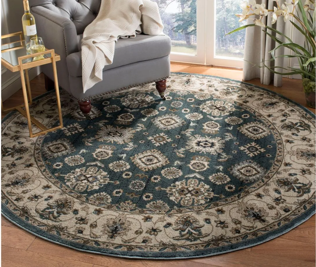 Sussex Area Rug Round in Teal / Cream by Safavieh